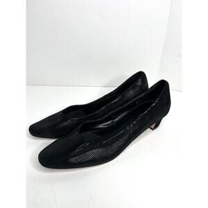 Vaneli Womens Black Shimmer Leather Low Heel Almond Toe Slip On Style 12M Flaw